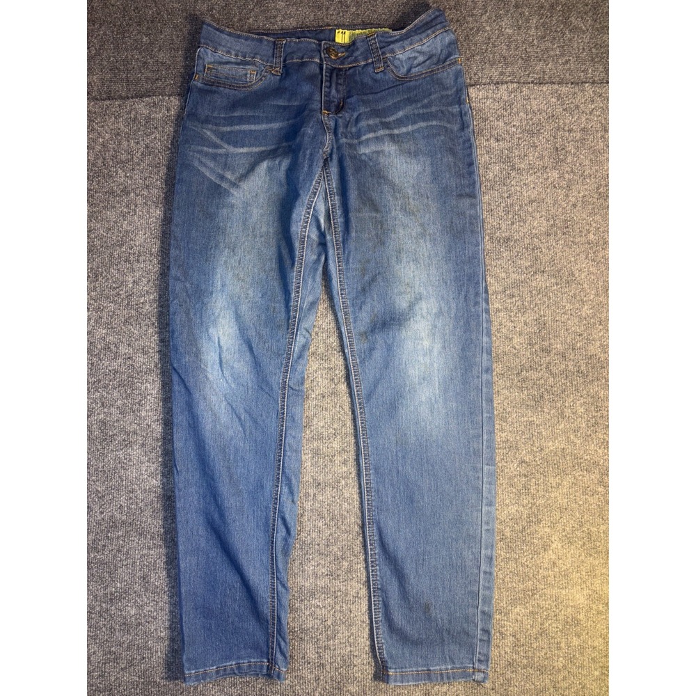 Indigo Rein Jeans Women 11 Blue Stretch Contrast Stitch Skinny Leg Medium Wash